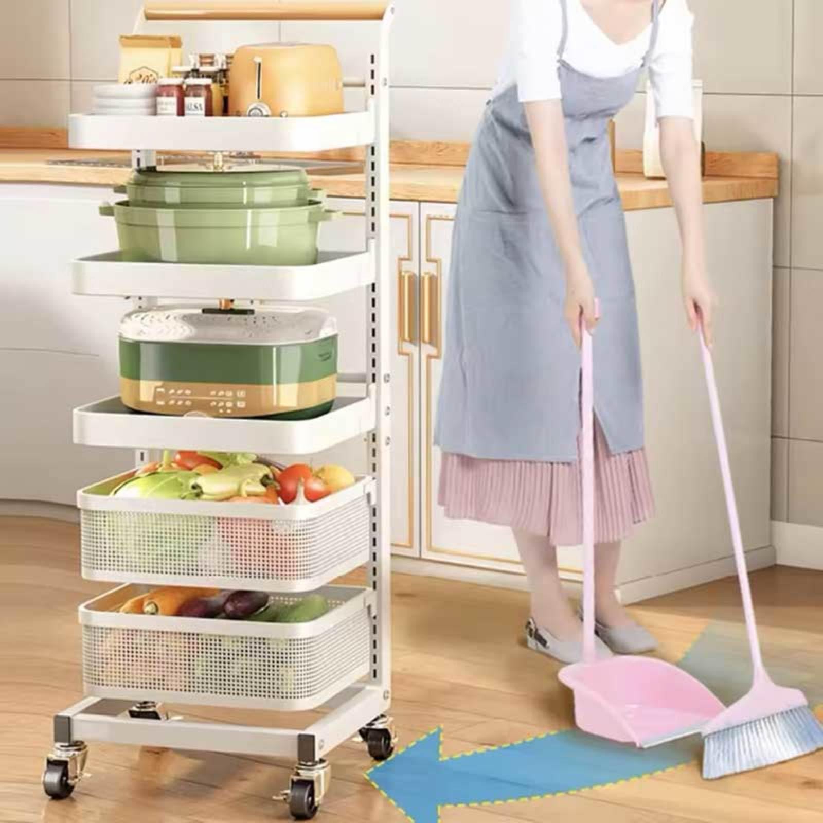 Supporto angolare nero per forno a microonde, armadio scorrevole per piatti e utensili, 4 tavole e 1 cestino, soluzione ideale per cucina e dispensa