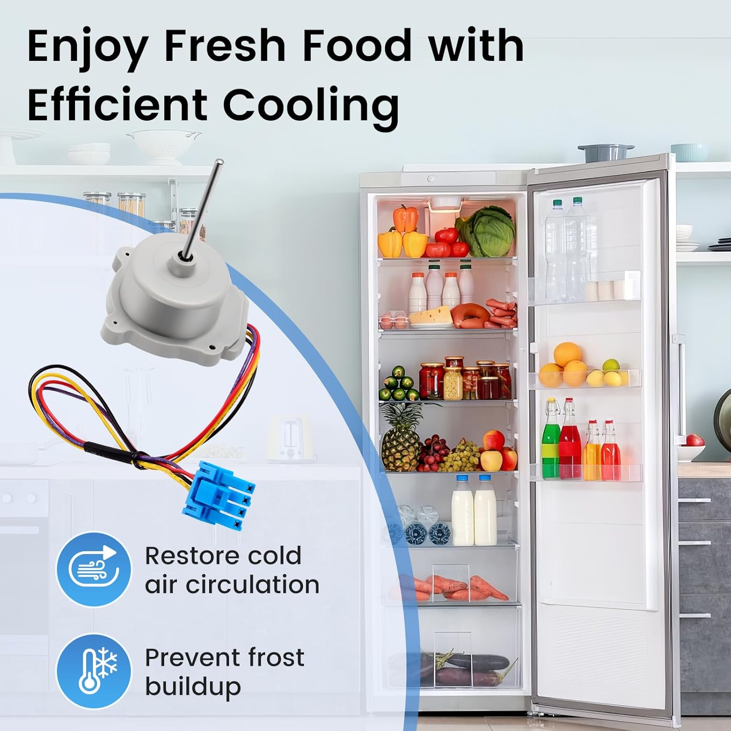 EAU65058312 Refrigerator Evaporator Fan Motor Assembly Compatible with LG Kenmore Refrigerators, Replaces AP7195859 PS16746406 EAU65058522 EAU65058302 EAU65058304 LFXS26973D LFCS22520S LFXS24623D