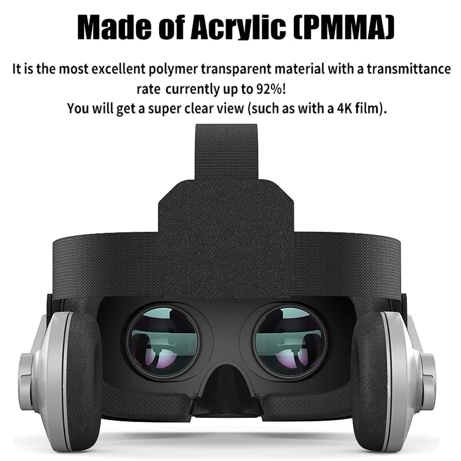 Visore VR 3D con Joystick Wireless, Regolazione della miopia (Fino a 600°), Compatibile con Smartphone da 4,0-6,7 Pollici per Un'Esperienza di Gioco e Film immersiva,Black