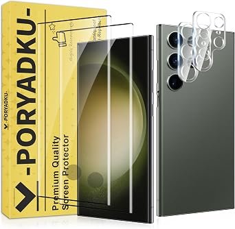 WILLONE 2+2 Pack for Galaxy S23 Ultra Screen Protector | Camera Lens Protector, 9H Tempered Glass, Fingerprint Unlock, HD Clear, Phone Case Fit