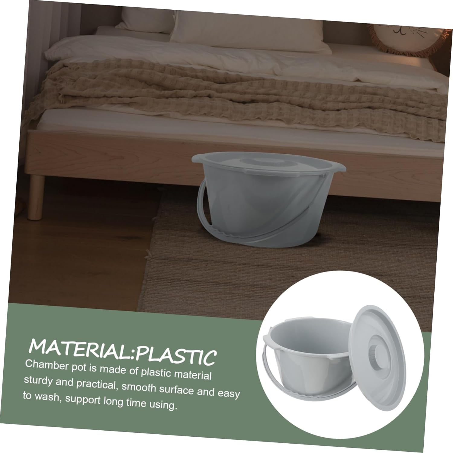 Portable Elderly Chamber Pot with Handle Thickened Urinal Spittoon for Adults Easy to Clean Lightweight and Compact Design for Home and Travel Use