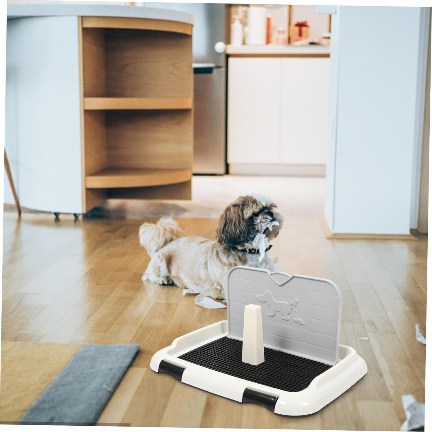 Indoor Puppy Potty Tray with Splashproof Baffle Durable Dog Toilet for Household Use Easy to Clean Slip Resistant Mesh Pet Training Tray for Small to Dogs