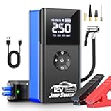 Jump Starter with Air Compressor, 8000A 180PSI, Portable Car Battery Jump Starter (All Gas/12L Diesel) 12V Automobile Jump Box Pack Chargers with Jumper Cables, 4-Mode LED Lights