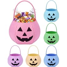 Hercicy 6 Pcs Pastel Halloween Pumpkin Candy Buckets for Trick or Treat