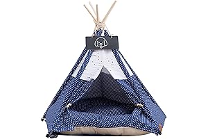 Pet Teepee Dog & Cat Tent with Cushion, Dog Playpen Portable Luxery...