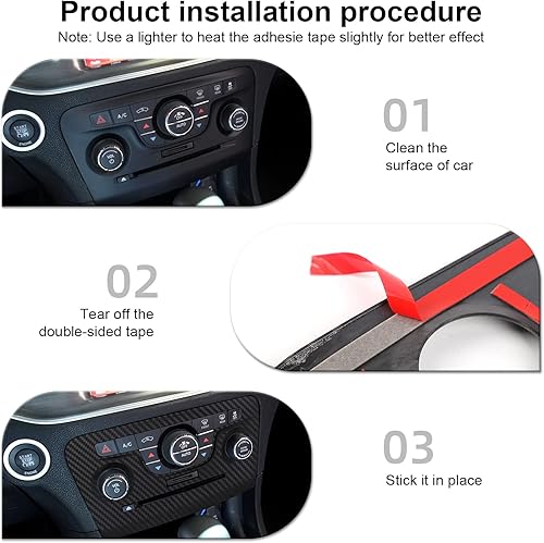 Miniatura 5 de CheroCar Para Cargador Control Central Aire Acondicionado Panel Cubierta Tirm Compatible con Dodge Charger 2011-2014 (Fibra de Carbono)