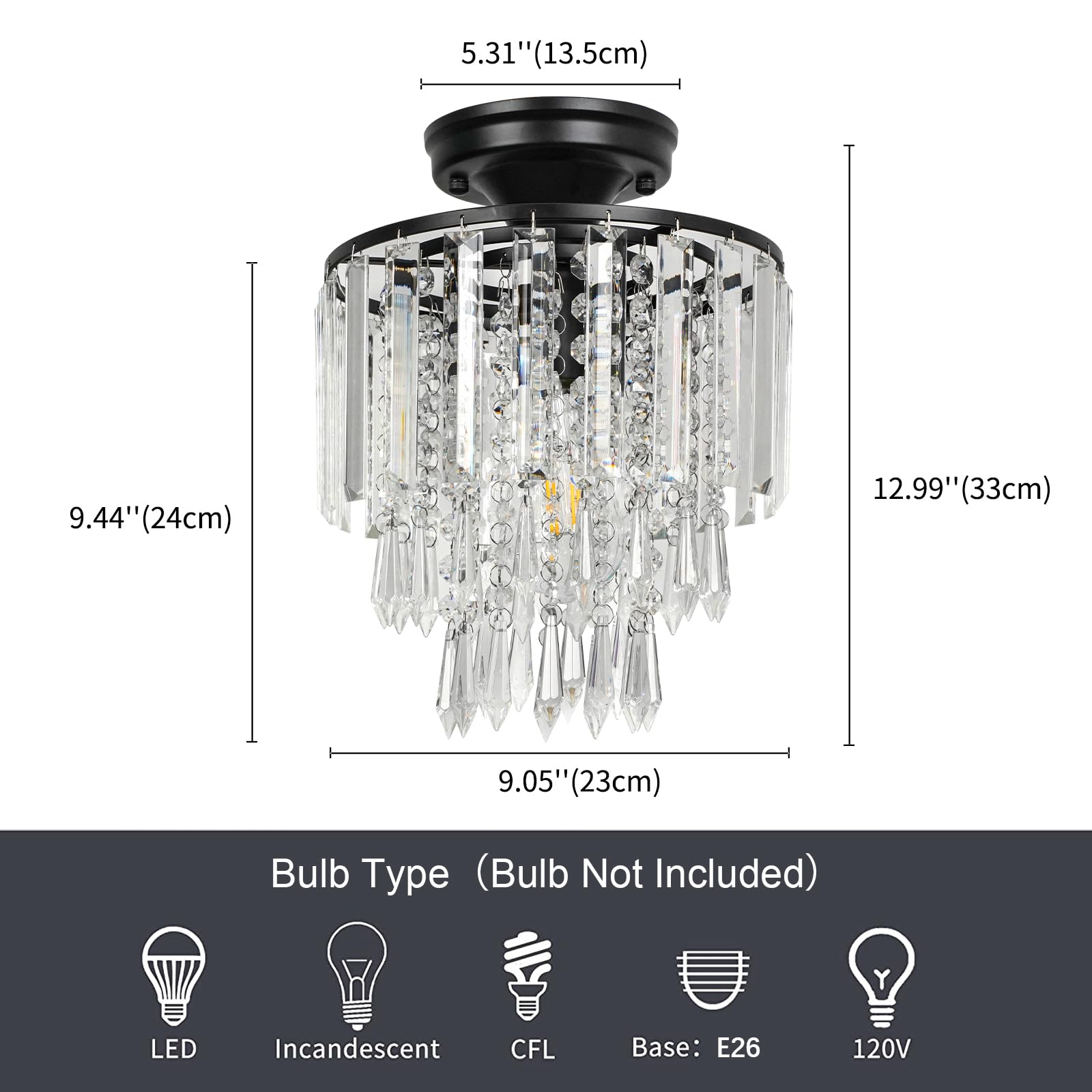 FRIDEKO HOME Plafonnier Semi-encastré En Cristal à 3 Lumières Pour Cuisine, Chambre, Couloir FRIDEKO HOME Plafonnier Semi-encastré En Cristal à 3 Lumières Pour Cuisine, Chambre, Couloir