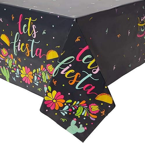 Miniatura 3 de Paquete de 3 fundas de mesa Let's Fiesta para decoraciones del Cinco de Mayo, suministros de fiesta de tacos mexicanos (54 x 108 pulgadas)