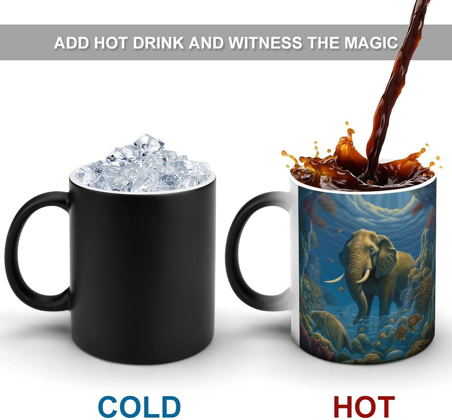 Color Changing Mug Cute Animal Printed Ceramic Coffee Mug Heat Changing Sensitive Mug Magic Heat Changing Coffee Mug Novelty Coffee Mugs