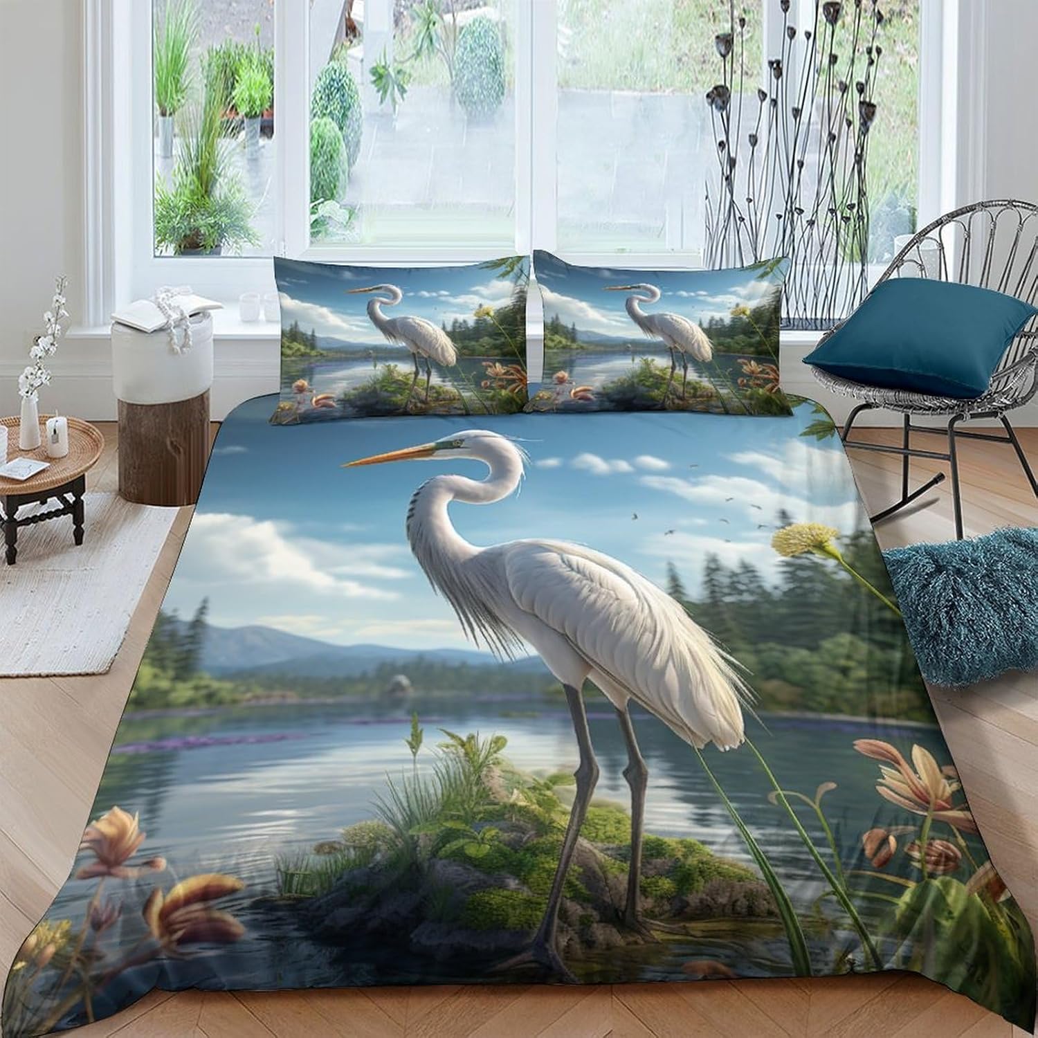 Housse de couette oiseaux 220x240 pour une ambiance nature et cocooning