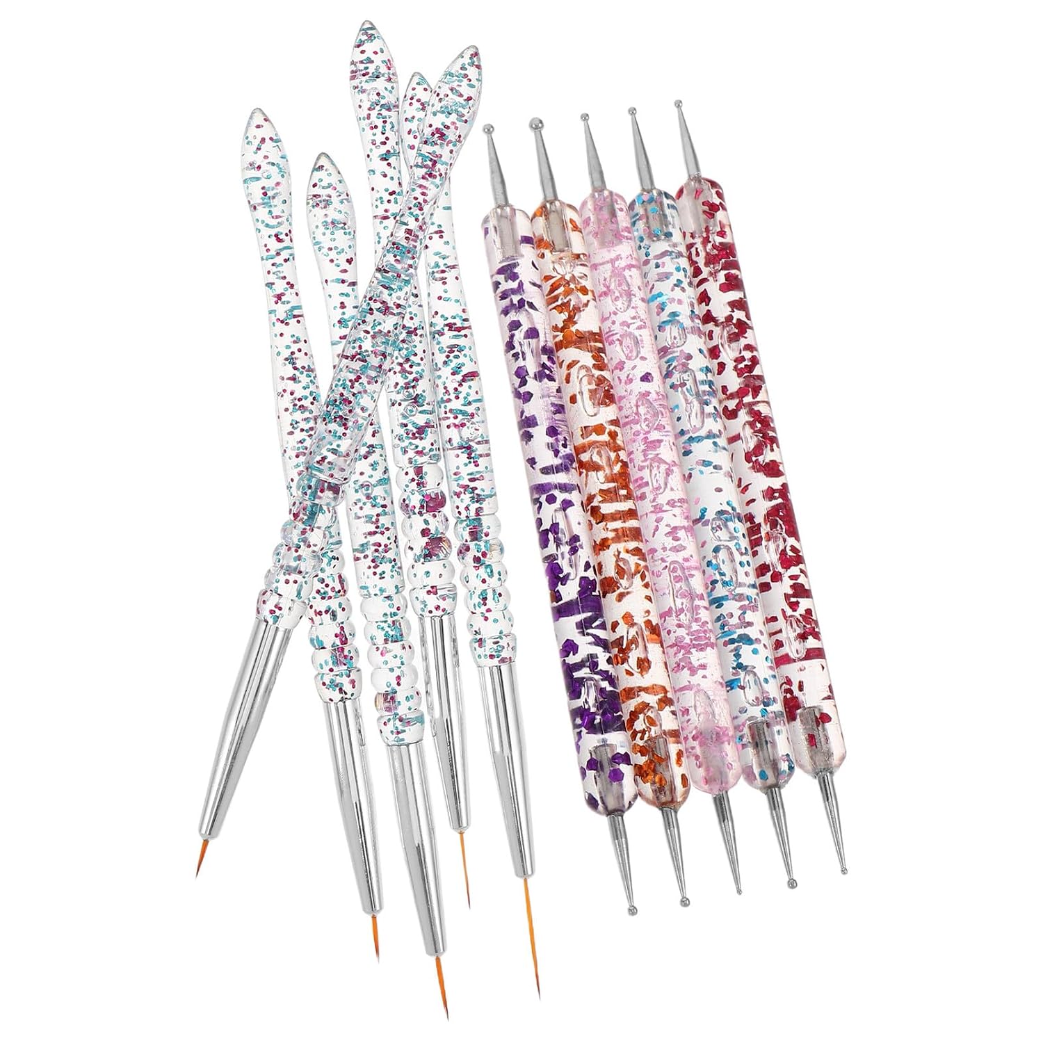 VICASKY 10pcs Dual End Nail Art Dotting Pen Set with Nail Art Brushes for Creative Flower Painting and Sculpting for DIY Manicure