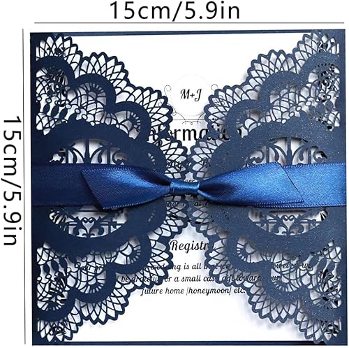 Miniatura 6 de MLIGHT 20 tarjetas de invitación de boda huecas cortadas con láser de 5.9 x 5.9 pulgadas, con sobres para cumpleaños, boda, compromiso, despedida de