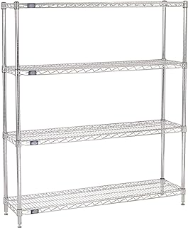 Nexel 12" x 48" x 54", 4 Tier Adjustable Wire Shelving Unit, NSF Listed Commercial Storage Rack, Chrome Finish, leveling feet