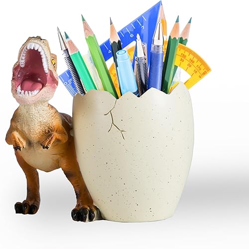 Soporte para bolígrafo de dinosaurio y soporte para lápices para escritorio, accesorios de escritorio Trex Jurassic Park, suministros escolares de
