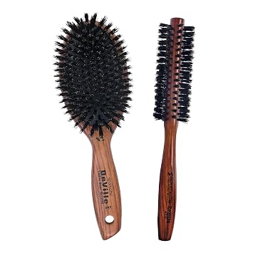Spornette Deville Cushion Oval Boar Brush Bundle with Deville 1.5 Inch Round Boar Bristle