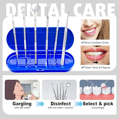 Miniatura 11 de Herramientas dentales removedor de placa, kit de herramientas de limpieza de dientes, kit de cuidado dental de acero inoxidable, herramienta
