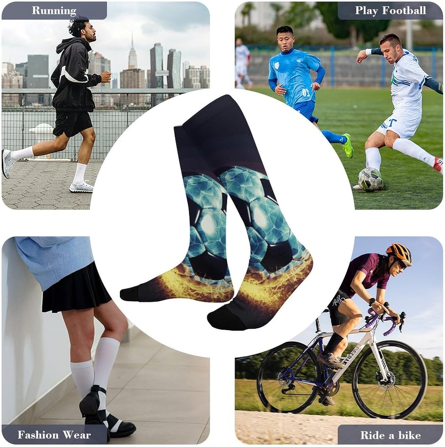 Cool Soccer Ball Knee High Soccer Socks Moisture Wicking