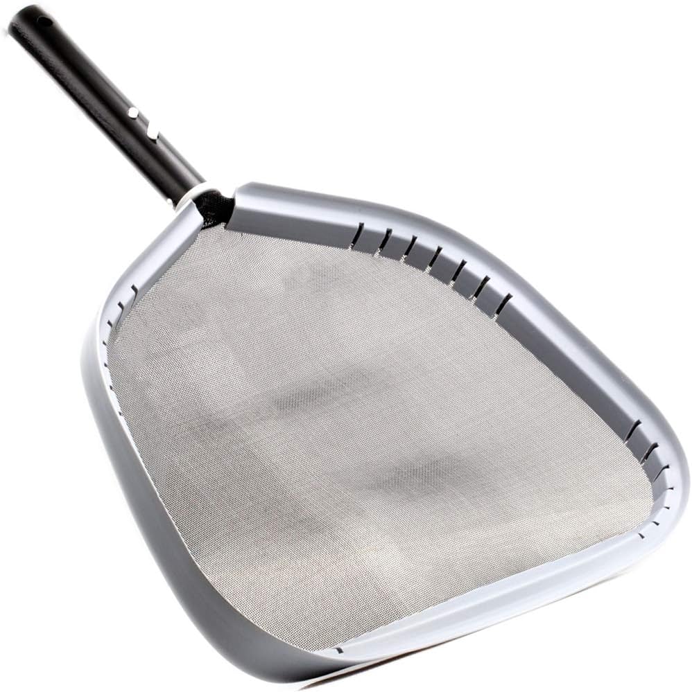 WWD POOL Pool Skimmer Net, Heavy Duty 16" Surface Leaf Rake for Cleaning, Commercial Grade Strong Reinforced - Pool Ponds Spa - Silver : Patio, Lawn & Garden