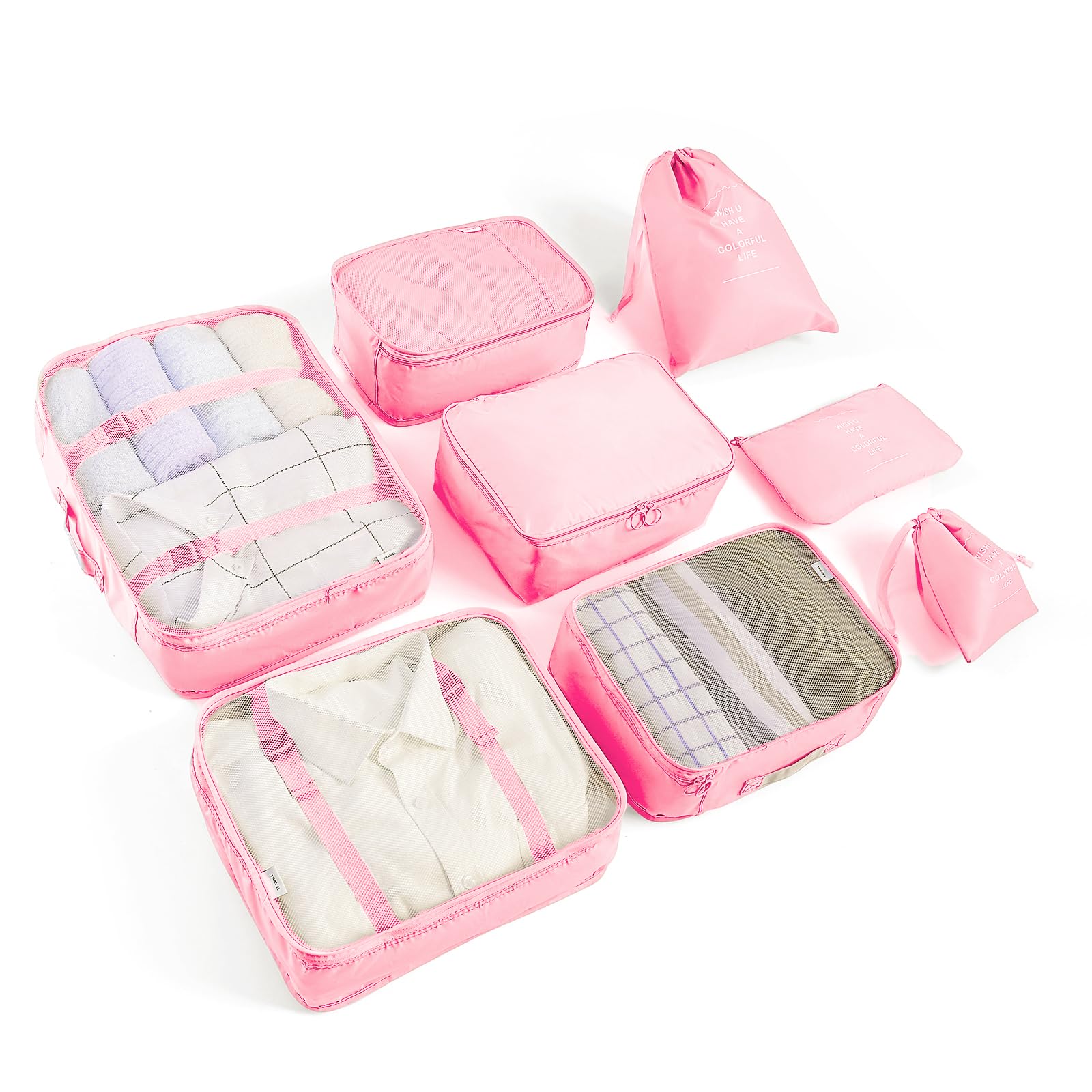 8 Set Packing Cubes for Suitcases Travel Luggage Packing Organizers,Travel Essentials Luggage Organizer Accessories for Shoe Bag Tioletry Bag Laundry