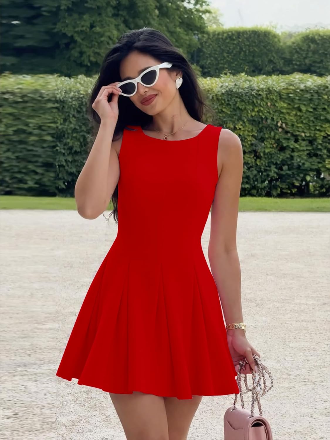 Mokoru Women's Summer Sleeveless Boat Neck Cute Mini Dress A-Line Party Cocktail Short Dresses - Image 4