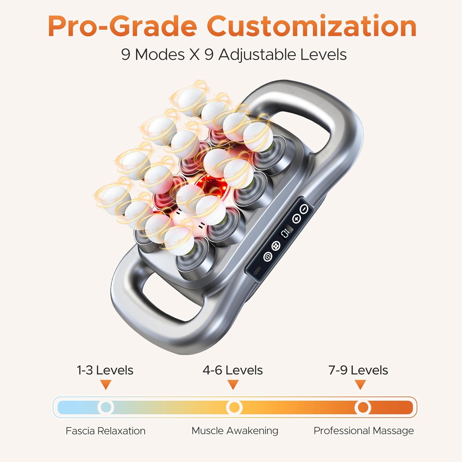 16 Head Massage Gun Deep Tissue - 2026 Upgrade 16-Drive Back Muscle Massager with Adjustable 9 Modes & 9 Levels, Quiet Percussion Massager for Legs, Waist, Back, Buttocks Muscles Pain Relief (Gray) - Image 5