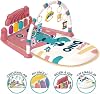 Rainbow Dinosaur Figure Baby Play Carpet for My Baby with Sound, Music, Light, Piano, Washable Mat (PINK)