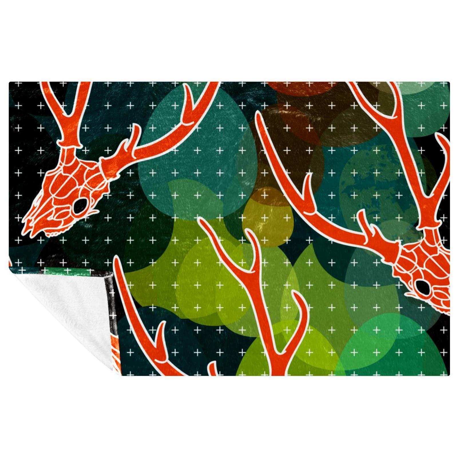 Couverture douce cerf et tête de mort 150x100 cm pour lit et canapé