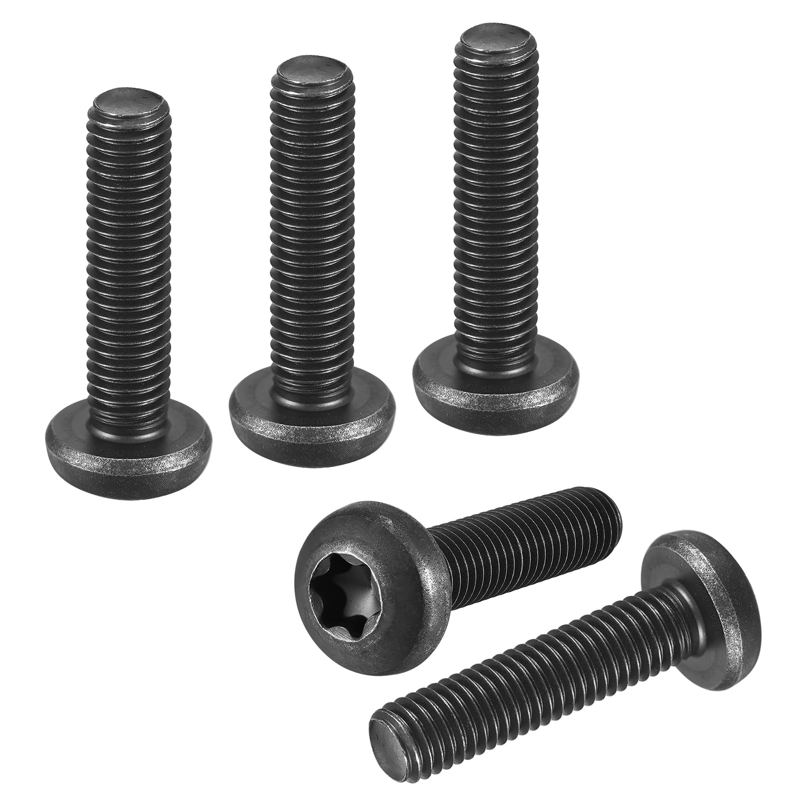 M10x40mm Pan Head Torx Security Screw - 10Pack - Good for Machinery - Carbon Steel Button Head Torx Bolt Star Drive Security Fasteners - Black