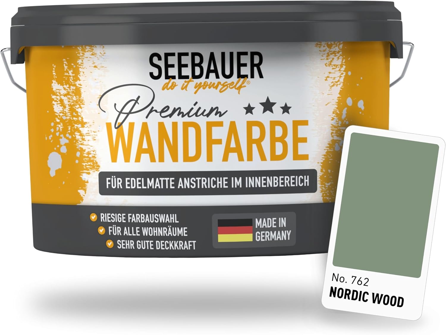 Wandfarbe Gr n 10L f r Innen No. 762 Nordic Wood Edelmatte gr ne Innenfarbe - Gr nt ne sehr hohe Deckkraft - Matt Abwaschbar und Tropffrei