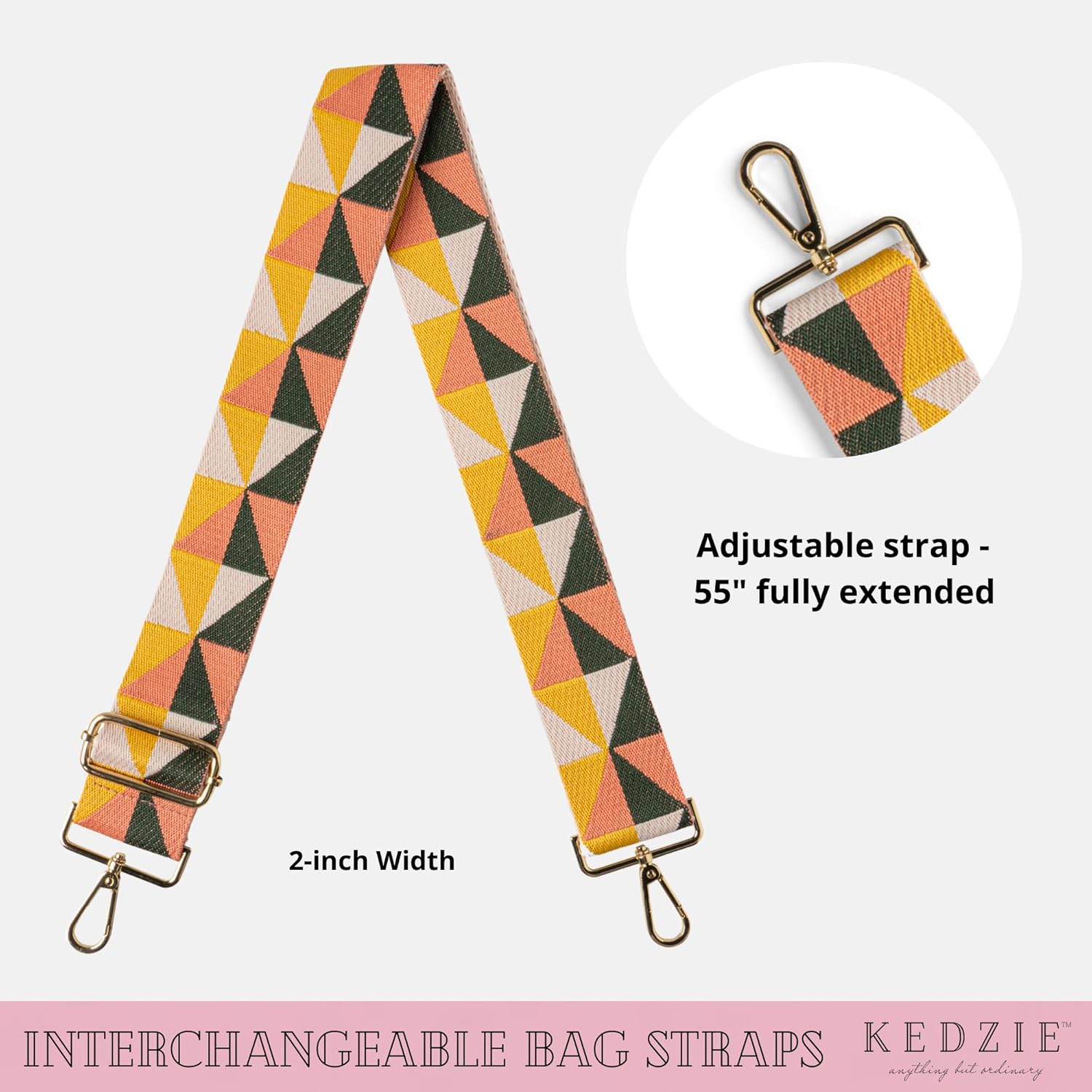 KEDZIE Solstice Convertible Sling Bag Crossbody Purse for Women (Chestnut) & Interchangeable 2-Inch Bag Strap (Gilded)