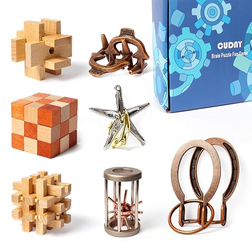 CUDNY 7 Pieces Cool Mind Puzzles Unlock Interlock Brain Teaser