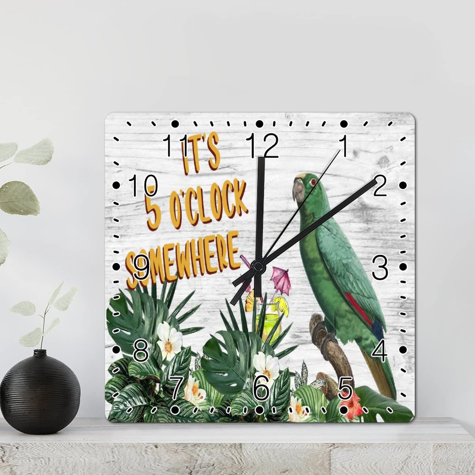 Horloge murale perroquet rustique déco bord de mer idée cadeau originale pour cuisine et salon