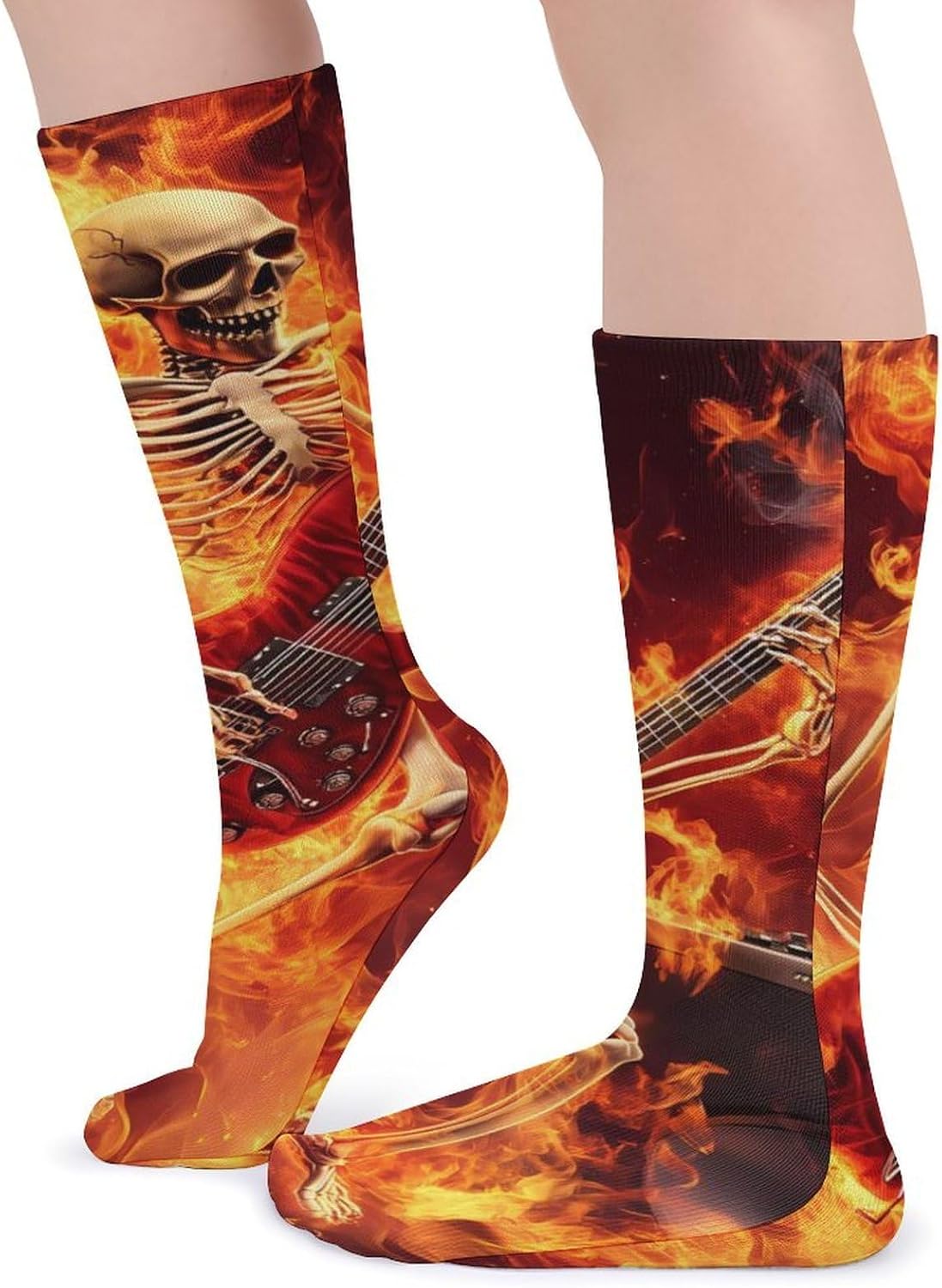Rocks-Heavy Metal Electric Guitar Knee High Socks Casual Long Stockings Over Calf Sock Tube for Women Men