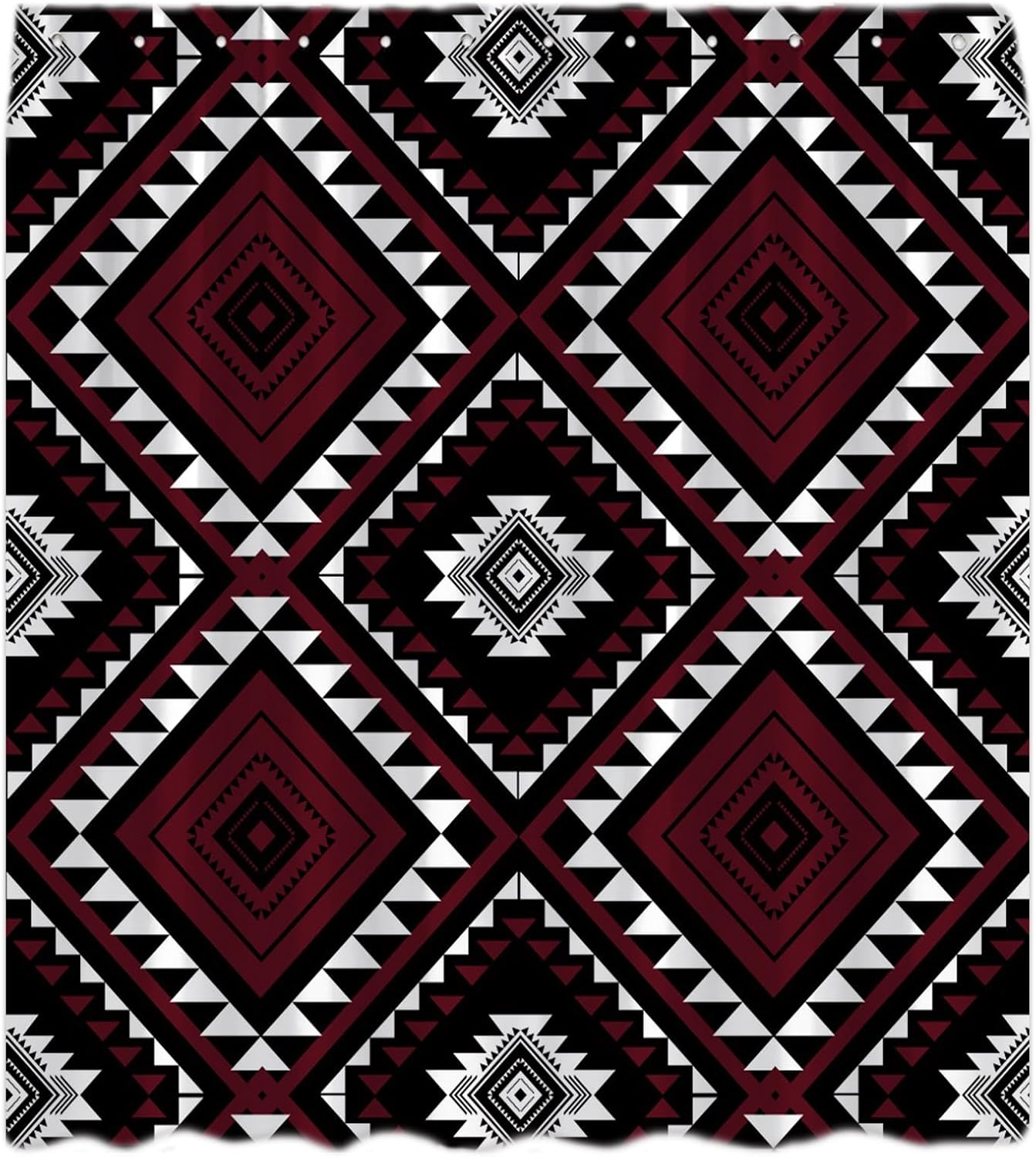 Aztec Shower Curtain Boho Black White Abstract Tribal Southwest Navajo Native Geometric Farmhouse Retro Western Decor Bathroom Curtain Set with Hook