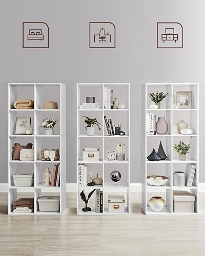 VASAGLE Bibliothèque, Étagère de Rangement 10 Compartiments, Meuble, Cube, pour Salon, Bureau, Chambre, Séparateur de Pièce, Style Scandinave, Blanc LBC168T14 - 7