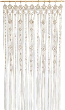 Boho Large Macrame Window Curtain Wide Room Divider Doorway Curtain 79 x 47 Inches Long Macrame Wall Hanging Backdrop for Bohemian Home Wedding Party Decor, Gypsophila - 1 Panel XL