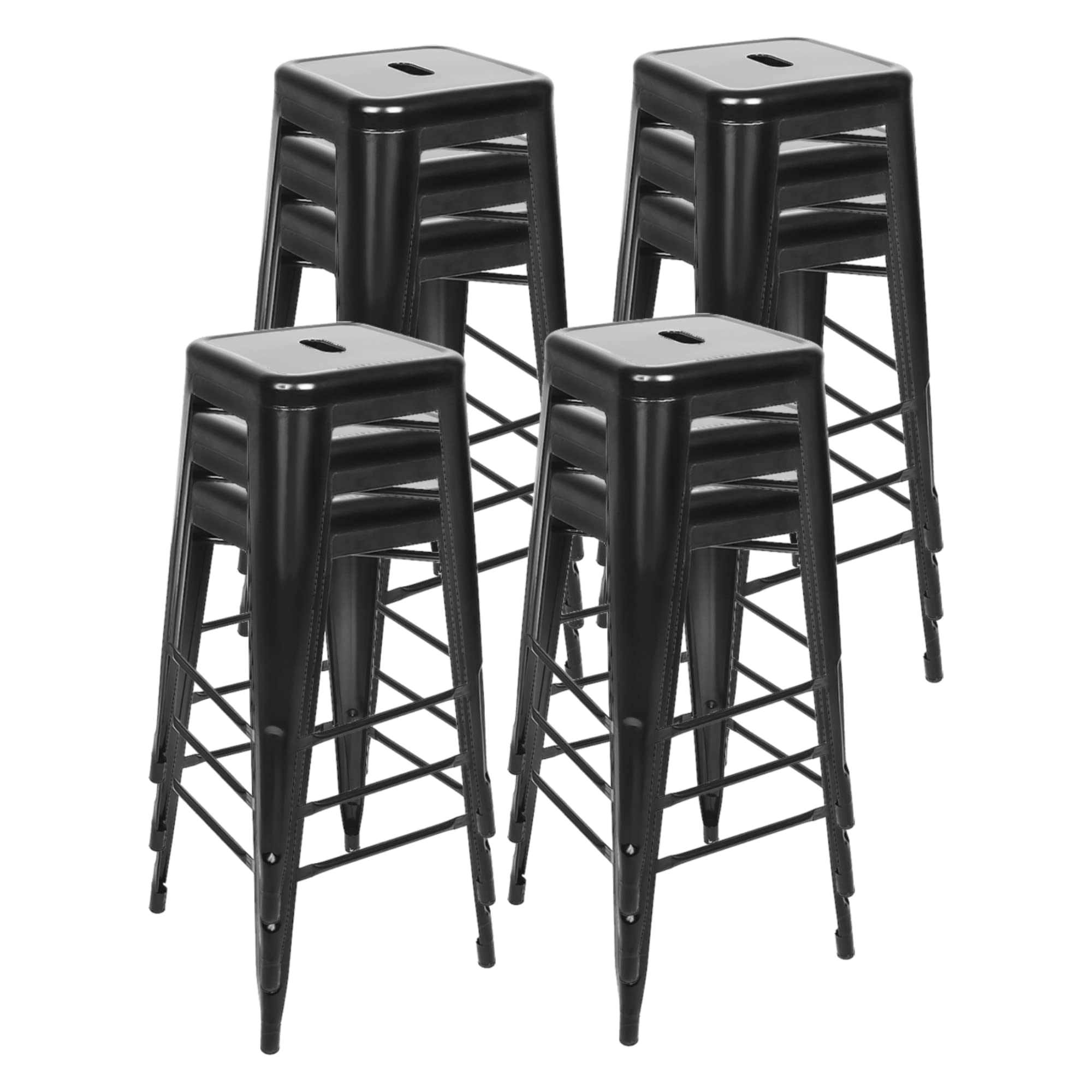 Tabourets de bar en métal noir lot de 12 chaises empilables pour cuisine et jardin