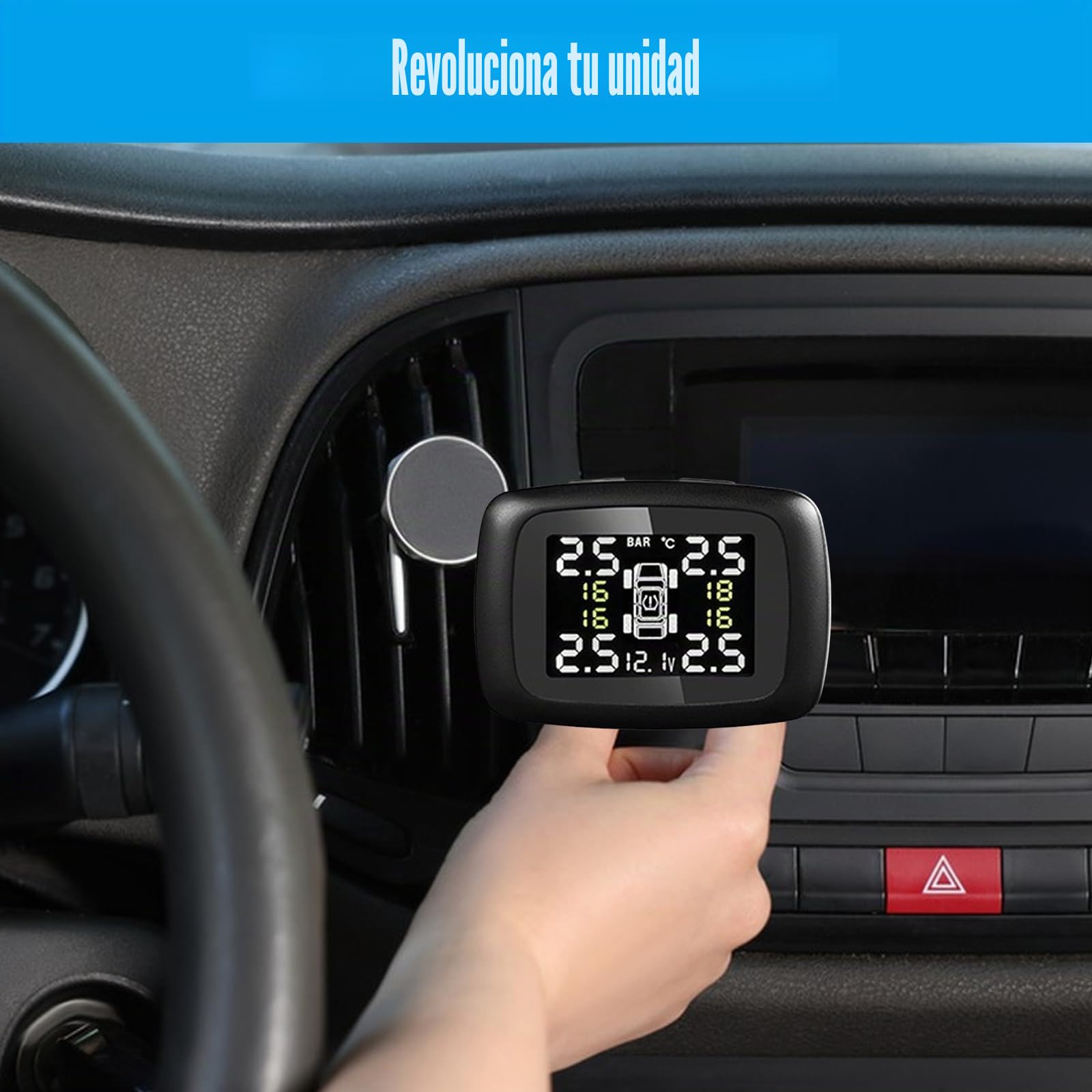 Sistema de monitoreo de presión de neumáticos, sistema inalámbrico TPMS de presión de neumáticos, 6 modos de alarma, brillo de pantalla ajustable y ángulo de monitor para RV, SUV, MPV, camión, sedán