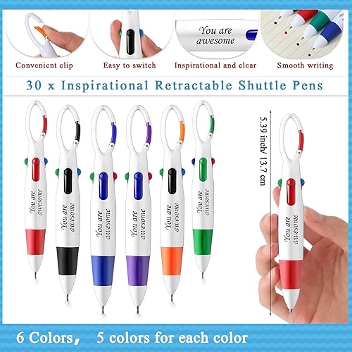 Miniatura 2 de Kosiz 30 bolígrafos multicolor 4 en 1 para enfermeras, bolígrafos retráctiles con llavero You Are Awesome Eres Impresionante regalo de