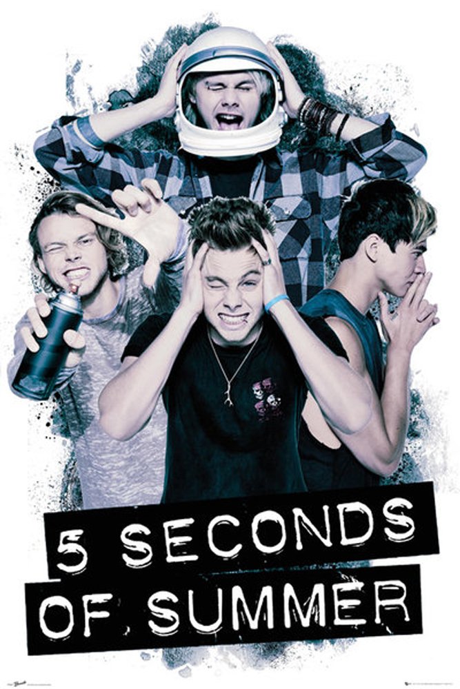 5 Seconds of Summer - Headache - Pop Rock Musik Band Poster Plakat Druck - Größe 61x91,5 cm + Wechselrahmen, Shinsuke® Maxi Kunststoff Silber, Acryl-Scheibe