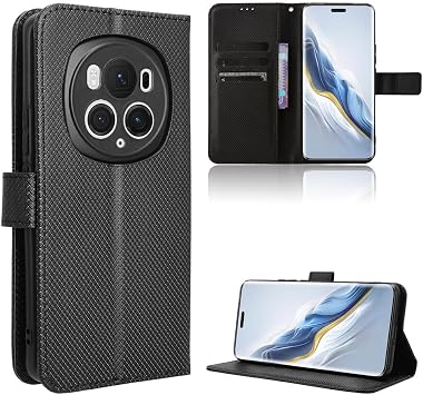 Phone Case Compatible with Honor Magic6 Pro, Compatible with Honor Magic 6 Pro 5G BVL-AN16 Flip Stand Card Slot Phone Case Black