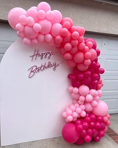 Miniatura 6 de ADOINBY - Kit de arco de globos rosados, 139 piezas de guirnalda de globos rosa pastel, 18, 12, 10, 5 pulgadas, globos de diferentes tamaños para
