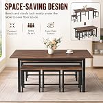 Modern Extendable Dining Table Set for 4-8 – 5-Piece Space-Saving Farmhouse Set with 63in Table, 2 Benches, 2 Stools – Easy Assembly – Kitchen & Dining Room Furniture – Brown