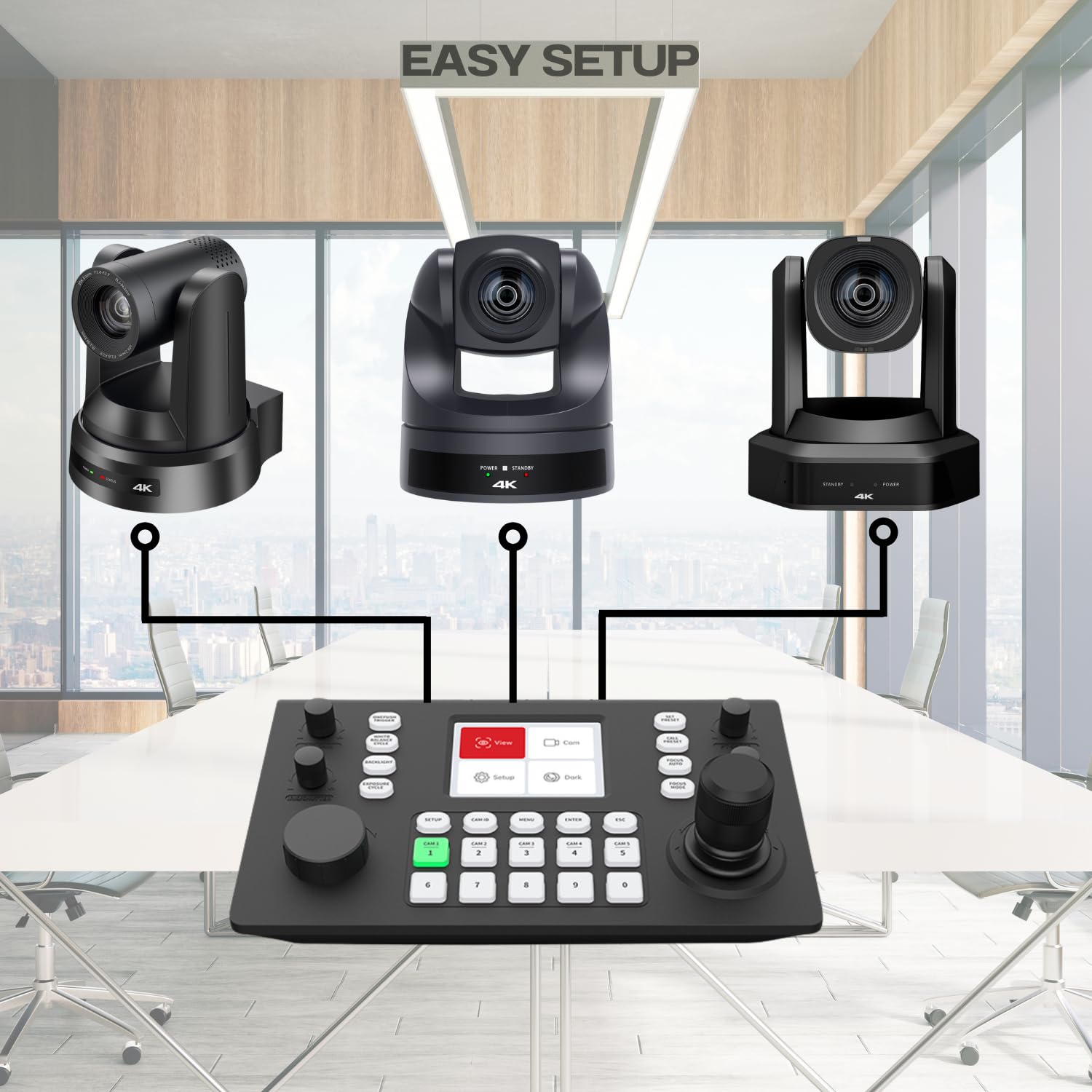 Controller NDI PTZ, controller joystick PTZ abilitato PoE, tastiera controller telecamera IP NDI con joystick 4D VISCA PELCO D/P RS232 RS485 per chiesa di culto live streaming