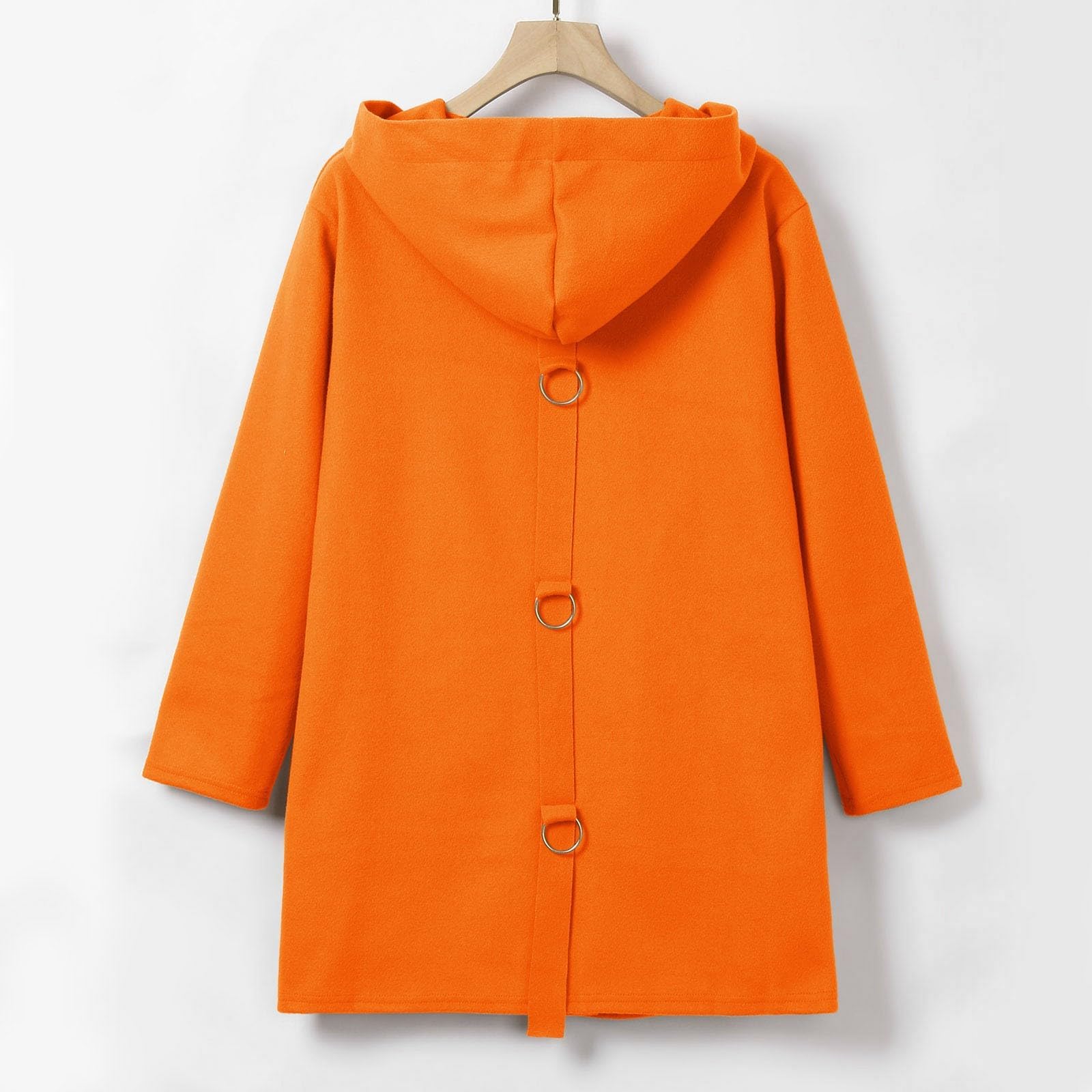 Genérico Casual Single Breasted Hooded Jacket for Autumn,Womens Casual Solid Color Coat Jackets Single-Breasted Mid Length