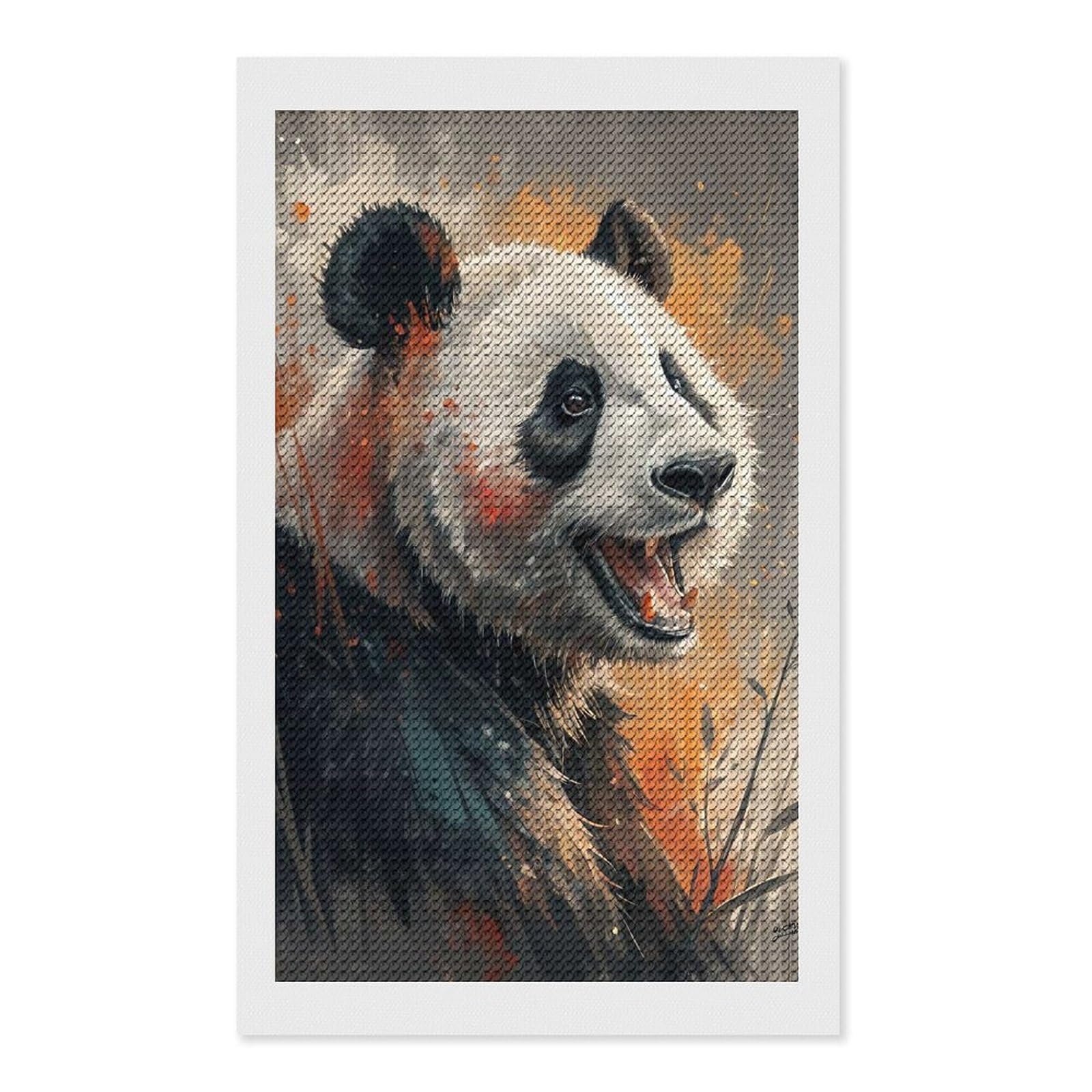 Junmoney Expressive Panda Portrait Diamond Painting Kit 12"x20", Festive Craft Gift, Bedroom Decor, Full Kit Included, Creative Gift Idea