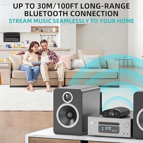 Miniatura 5 de 1Mii DS500 LDAC Bluetooth Hifi Receptor, Adaptador de audio Bluetooth 5.1 de largo alcance con DAC audiófilo, aptX HD y baja latencia, pantalla OLED