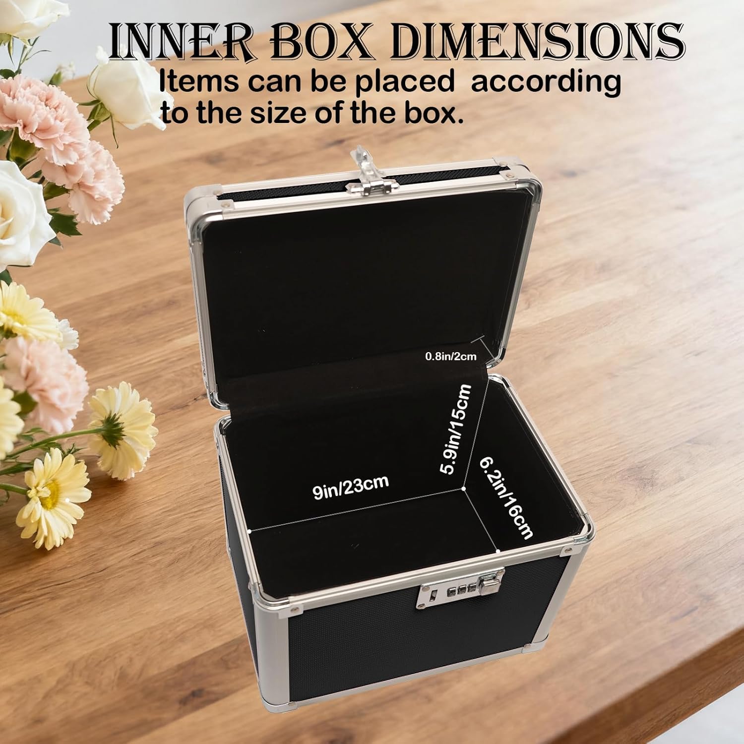 lock box with code, Large Lock Box for Storing Medications & Valuables with Code, 10x8x7.25 Inch Aluminum Alloy Locked Storage Box