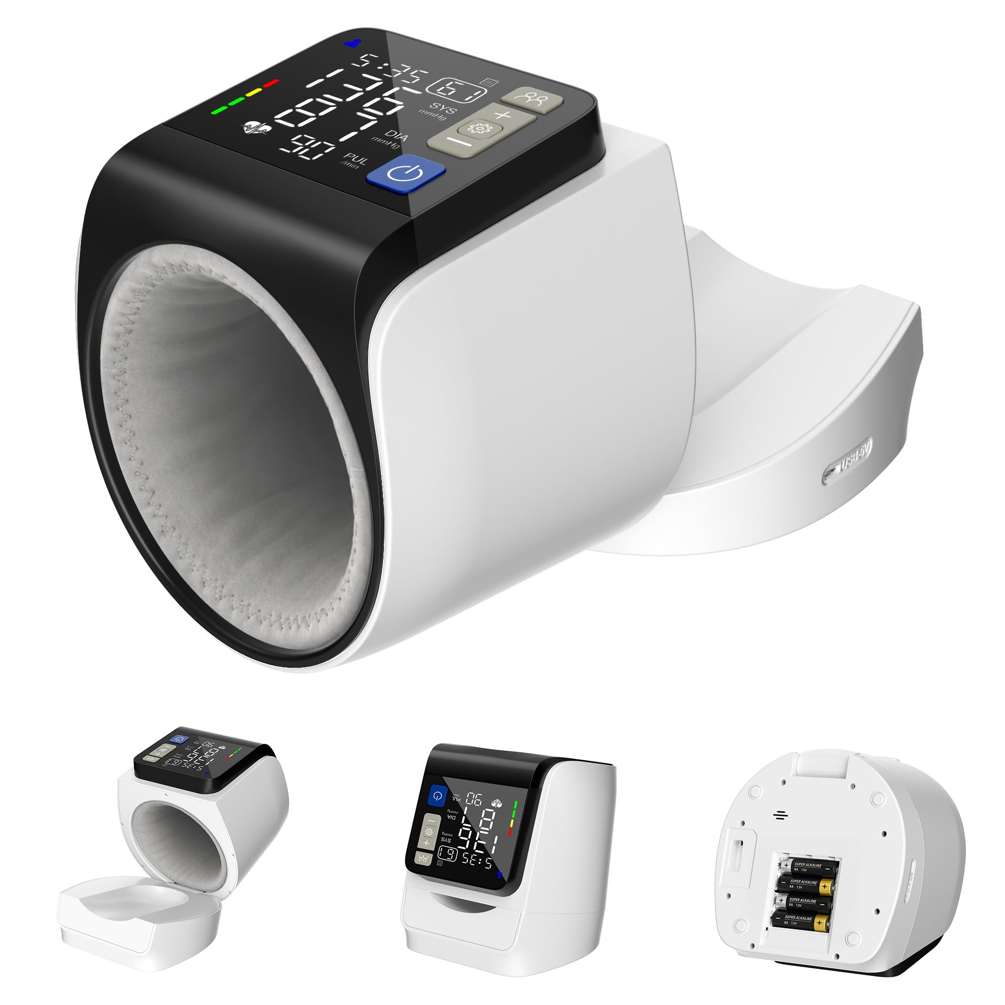 U90B Tensiomètre Brassard, Brassard Tubulaire Certifié CE-MDR, Appareil BP One-Touch Maison, Stockage 4 Utilisateurs, Grand Écran, Double Alimentation, Tour de Bras 22-40cm
