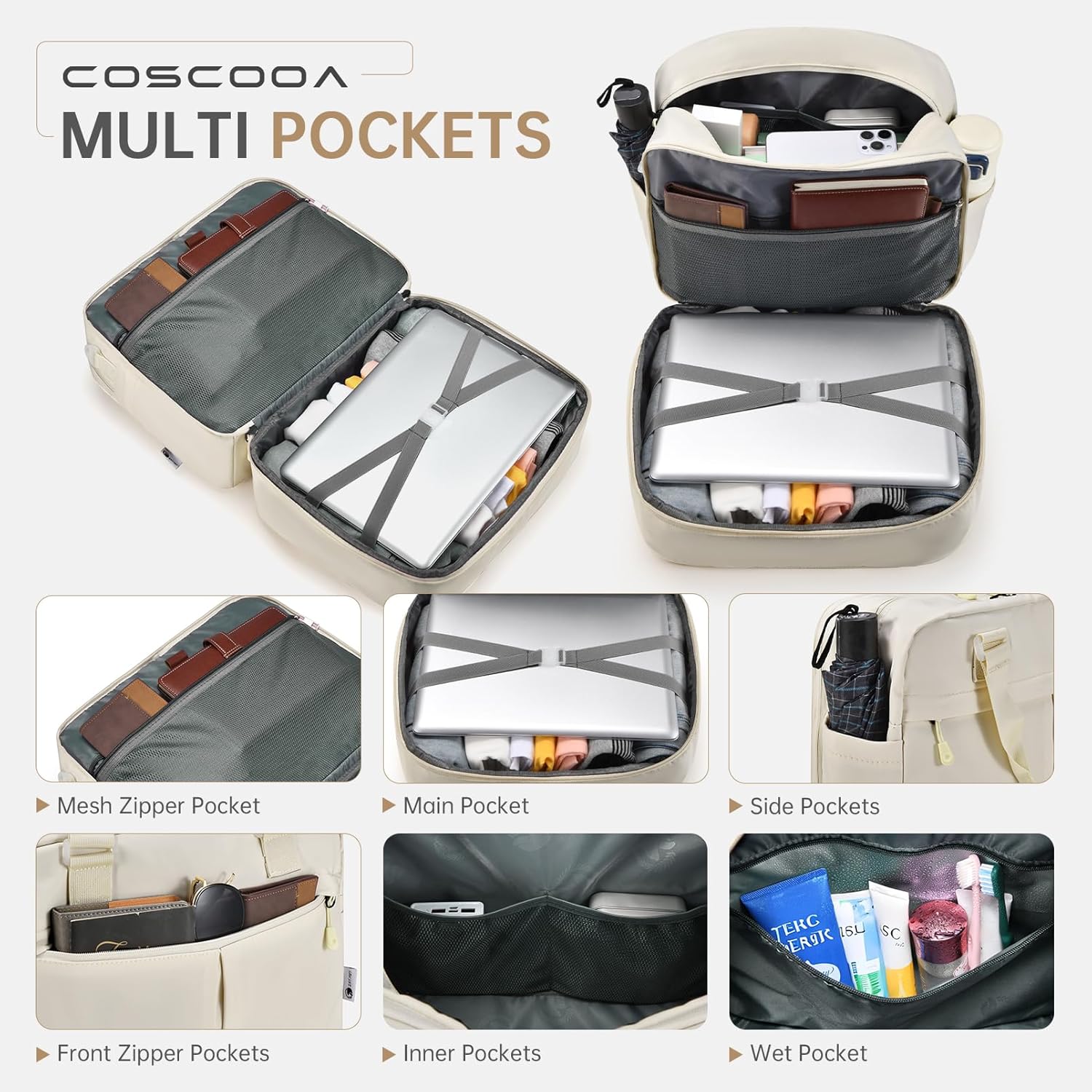 40x30x15 cm Personal Item Travel Bag,Expandable 40x30x25cm Carry on Duffel Bag,Flight Approved Underseat Carry-on Bag - Image 4